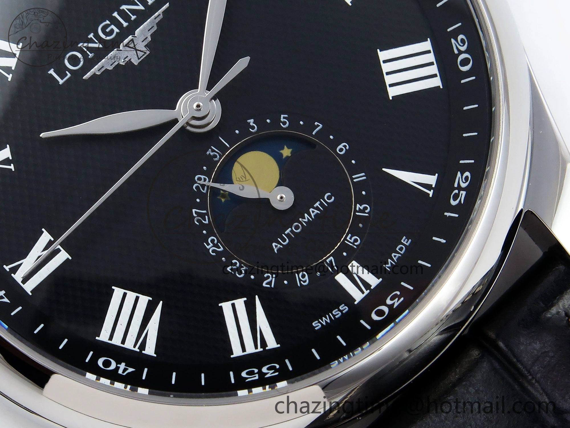 Colorful Master Moonphase SS APSF 1:1 Best Edition Black Roman Dial on Black Leather Strap AL 7547