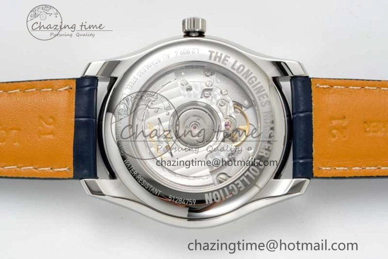 OdorResistant Master Moonphase SS APSF 1:1 Best Edition Blue Diamonds Dial on Blue Leather Strap AL 7558