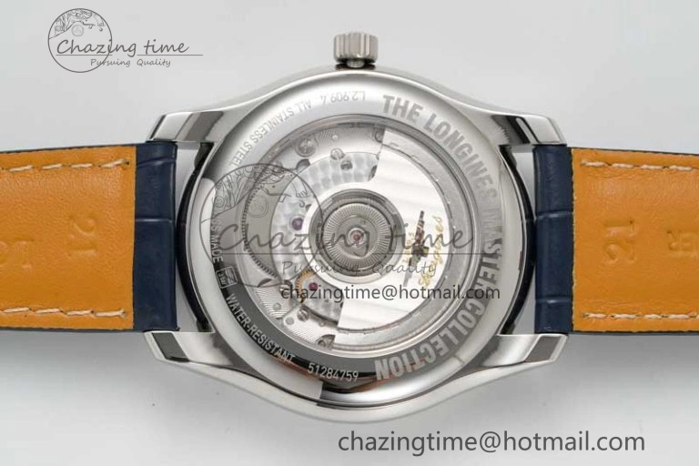OdorResistant Master Moonphase SS APSF 1:1 Best Edition Blue Diamonds Dial on Blue Leather Strap AL 7558