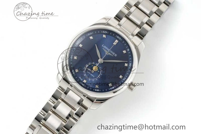 Master Moonphase SS APSF 1:1 Best Edition Blue Diamonds Dial on SS Bracelet AL Lightweight 7554