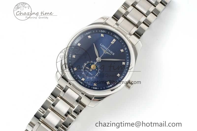 Master Moonphase SS APSF 1:1 Best Edition Blue Diamonds Dial on SS Bracelet AL Lightweight 7554