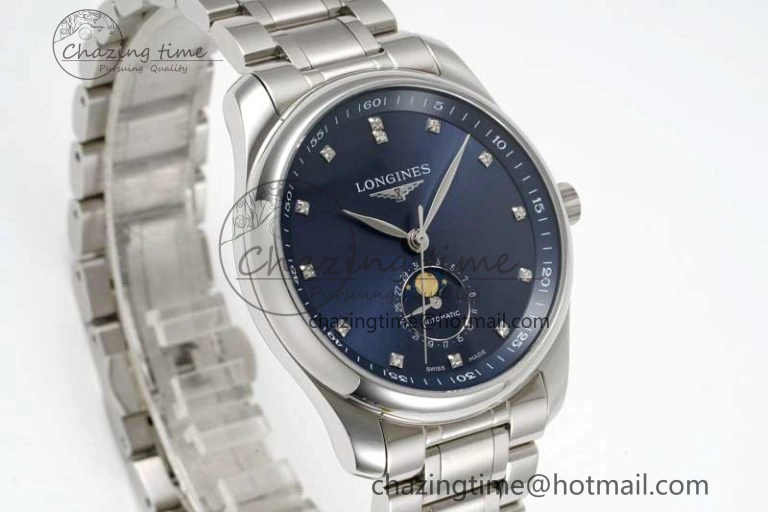 Master Moonphase SS APSF 1:1 Best Edition Blue Diamonds Dial on SS Bracelet AL Lightweight 7554