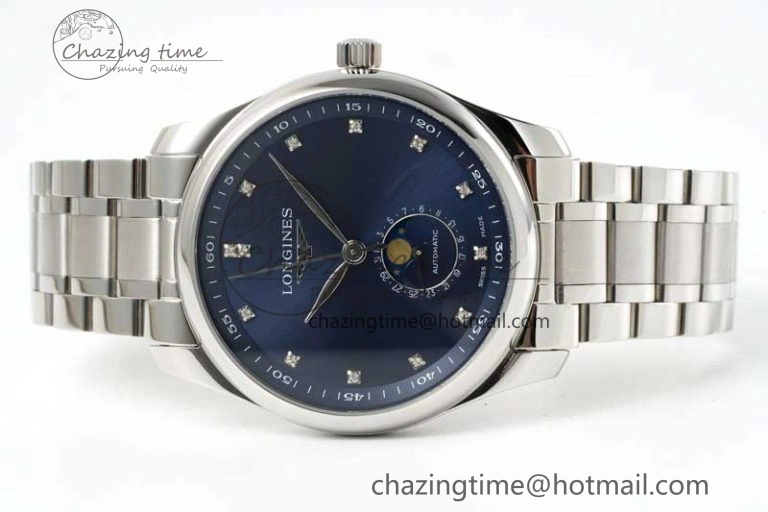 Master Moonphase SS APSF 1:1 Best Edition Blue Diamonds Dial on SS Bracelet AL Lightweight 7554