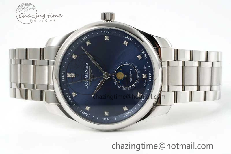Master Moonphase SS APSF 1:1 Best Edition Blue Diamonds Dial on SS Bracelet AL Lightweight 7554
