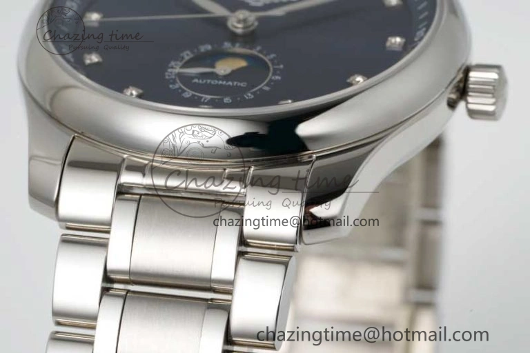 Master Moonphase SS APSF 1:1 Best Edition Blue Diamonds Dial on SS Bracelet AL Lightweight 7554