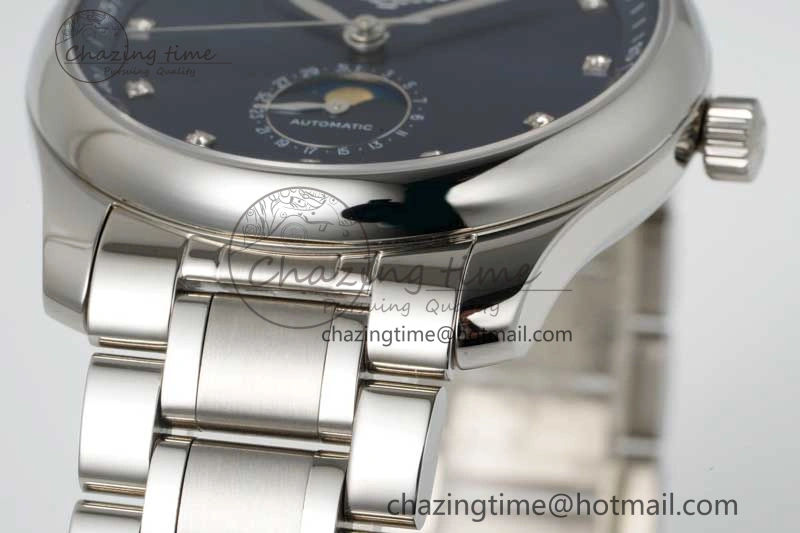 Master Moonphase SS APSF 1:1 Best Edition Blue Diamonds Dial on SS Bracelet AL Lightweight 7554
