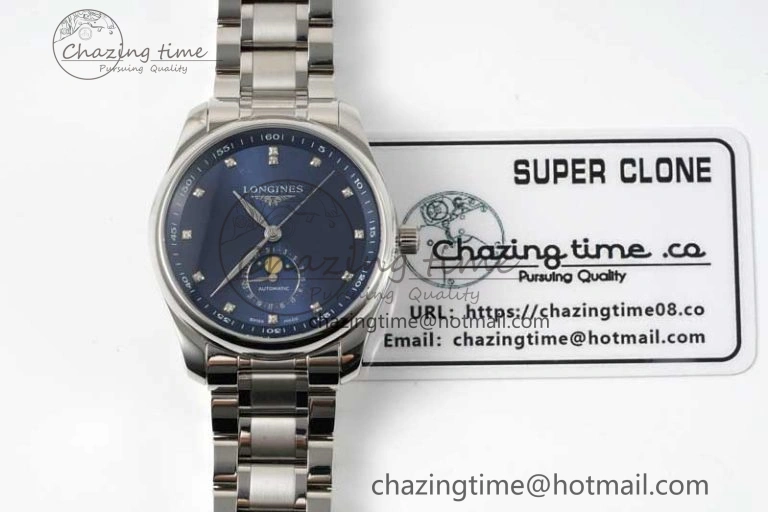 Master Moonphase SS APSF 1:1 Best Edition Blue Diamonds Dial on SS Bracelet AL Lightweight 7554