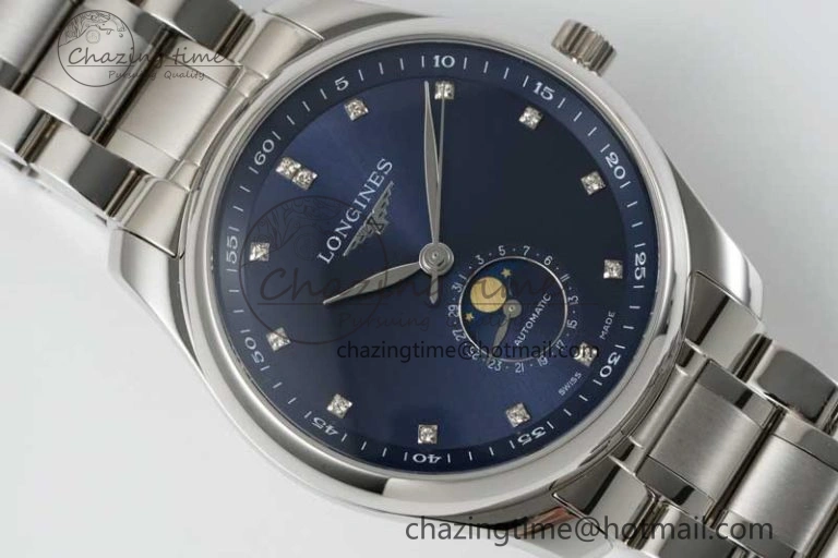 Master Moonphase SS APSF 1:1 Best Edition Blue Diamonds Dial on SS Bracelet AL Lightweight 7554