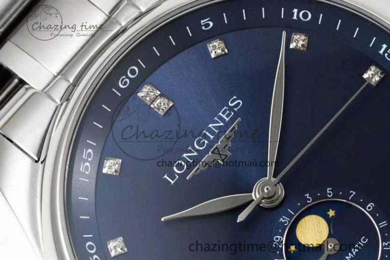 Master Moonphase SS APSF 1:1 Best Edition Blue Diamonds Dial on SS Bracelet AL Lightweight 7554