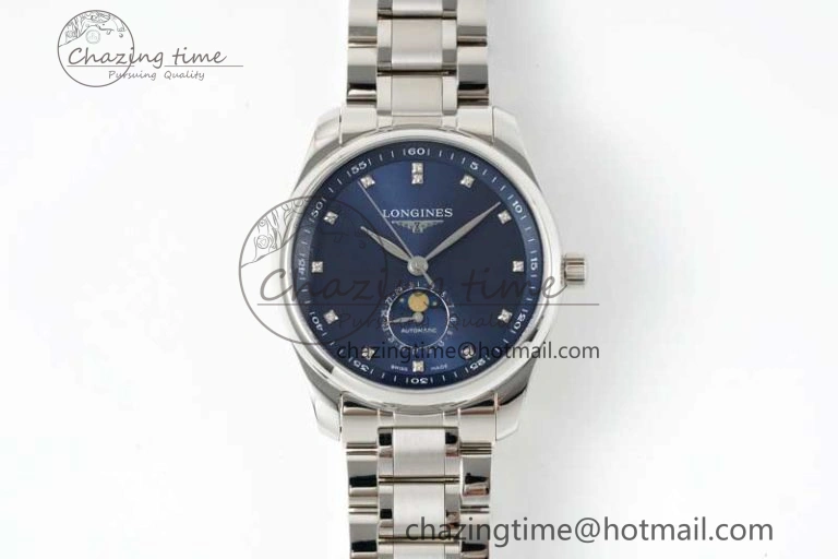 Master Moonphase SS APSF 1:1 Best Edition Blue Diamonds Dial on SS Bracelet AL Lightweight 7554
