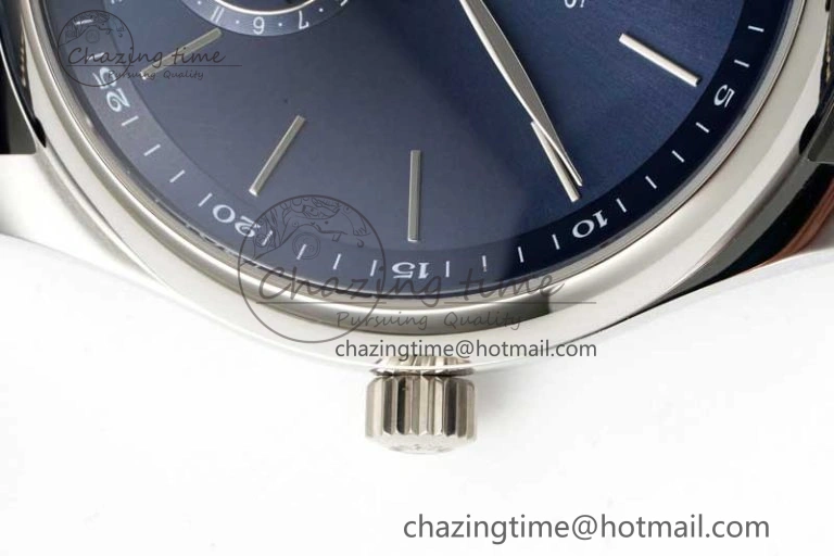 Master Moonphase SS APSF 1:1 Best Edition Blue Stick Dial on Blue Leather Strap AL Comfortable 7557