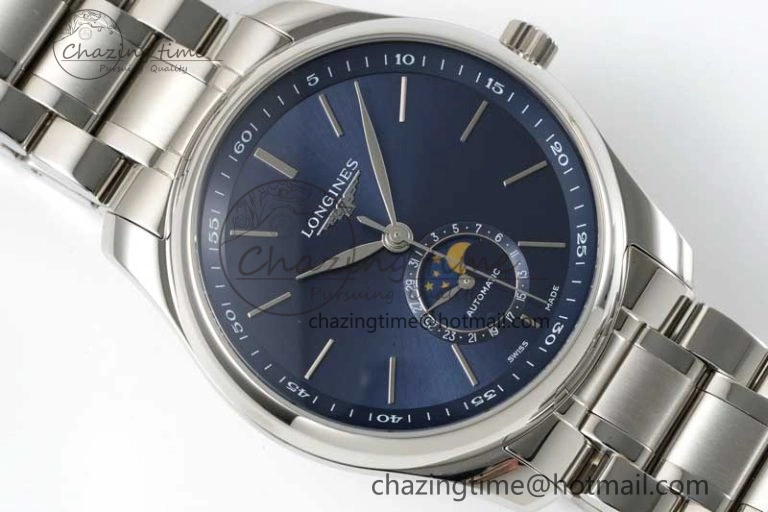 GoodFit Master Moonphase SS APSF 1:1 Best Edition Blue Stick Dial on SS Bracelet AL 7553
