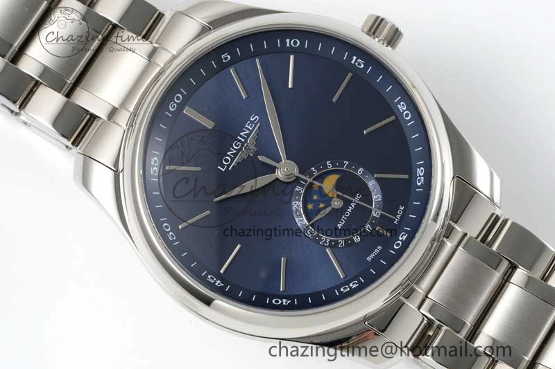 GoodFit Master Moonphase SS APSF 1:1 Best Edition Blue Stick Dial on SS Bracelet AL 7553