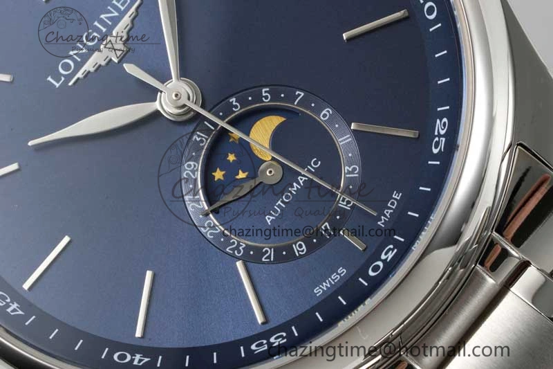 GoodFit Master Moonphase SS APSF 1:1 Best Edition Blue Stick Dial on SS Bracelet AL 7553