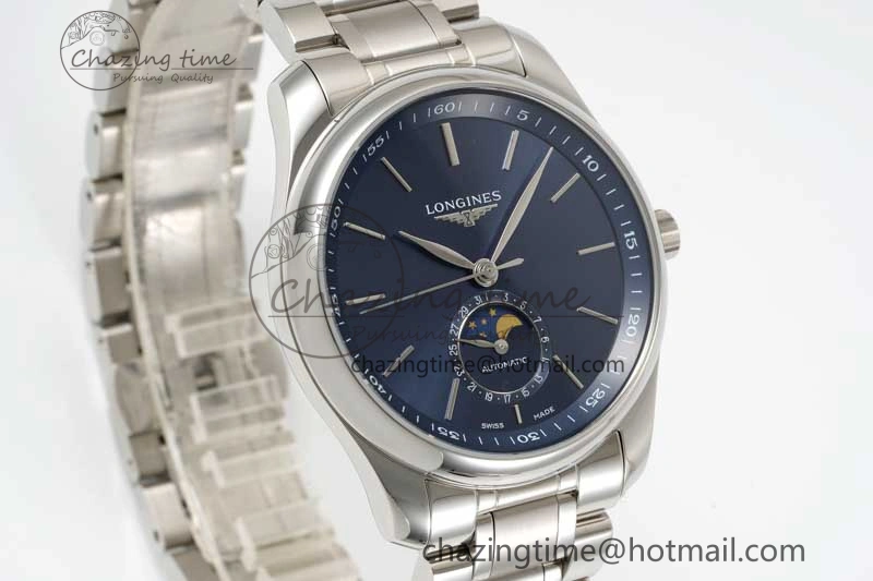 GoodFit Master Moonphase SS APSF 1:1 Best Edition Blue Stick Dial on SS Bracelet AL 7553