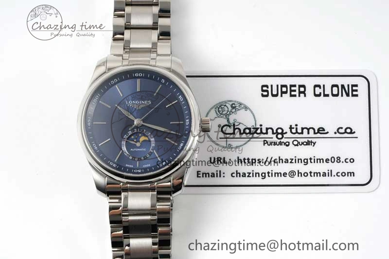 GoodFit Master Moonphase SS APSF 1:1 Best Edition Blue Stick Dial on SS Bracelet AL 7553