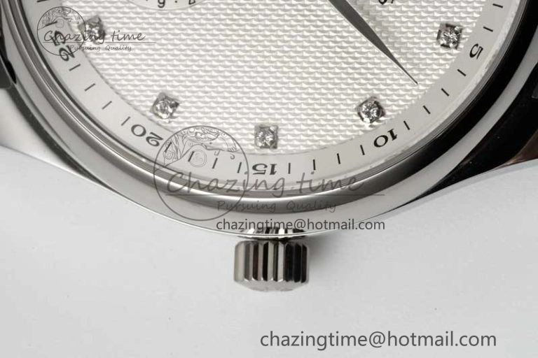 Master Moonphase SS APSF 1:1 Best Edition White Diamonds Dial on Brown Leather Strap AL Affordable 7561