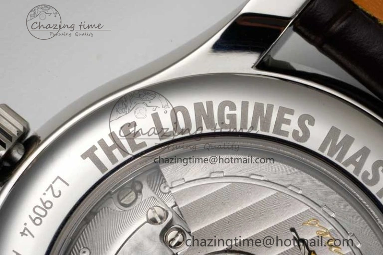 Master Moonphase SS APSF 1:1 Best Edition White Diamonds Dial on Brown Leather Strap AL Affordable 7561