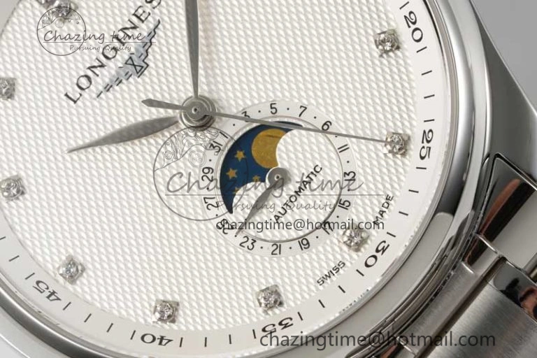 Master Moonphase SS APSF 1:1 Best Edition White Diamonds Dial on SS Bracelet AL Colorful 7551