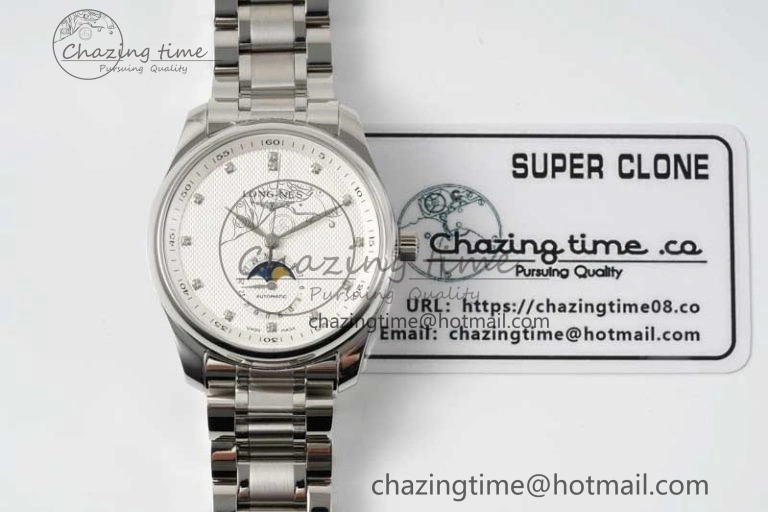 Master Moonphase SS APSF 1:1 Best Edition White Diamonds Dial on SS Bracelet AL Colorful 7551