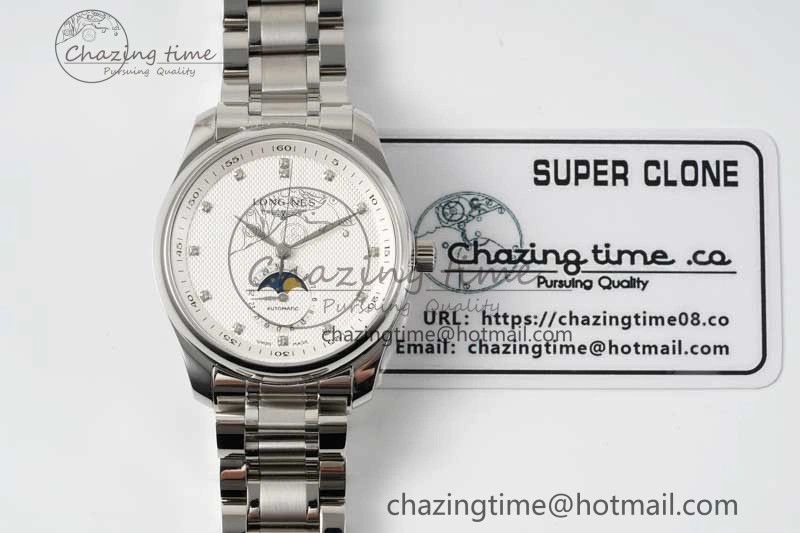 Master Moonphase SS APSF 1:1 Best Edition White Diamonds Dial on SS Bracelet AL Colorful 7551