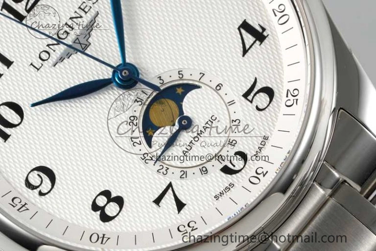Efficient Master Moonphase SS APSF 1:1 Best Edition White Numeral Dial on SS Bracelet AL 7552