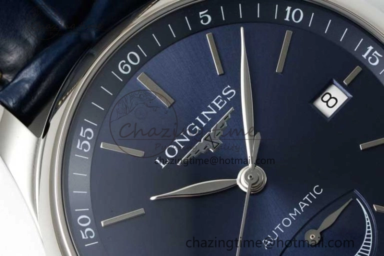 Master Power Reserve SS APSF 1:1 Best Edition Blue Dial on Blue Leather Strap AL SmoothTexture 7556