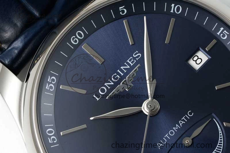 Master Power Reserve SS APSF 1:1 Best Edition Blue Dial on Blue Leather Strap AL SmoothTexture 7556