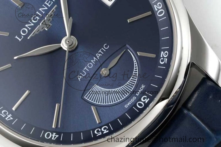 Master Power Reserve SS APSF 1:1 Best Edition Blue Dial on Blue Leather Strap AL SmoothTexture 7556