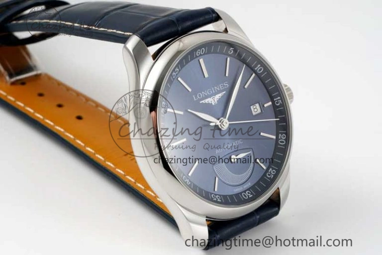 Master Power Reserve SS APSF 1:1 Best Edition Blue Dial on Blue Leather Strap AL SmoothTexture 7556