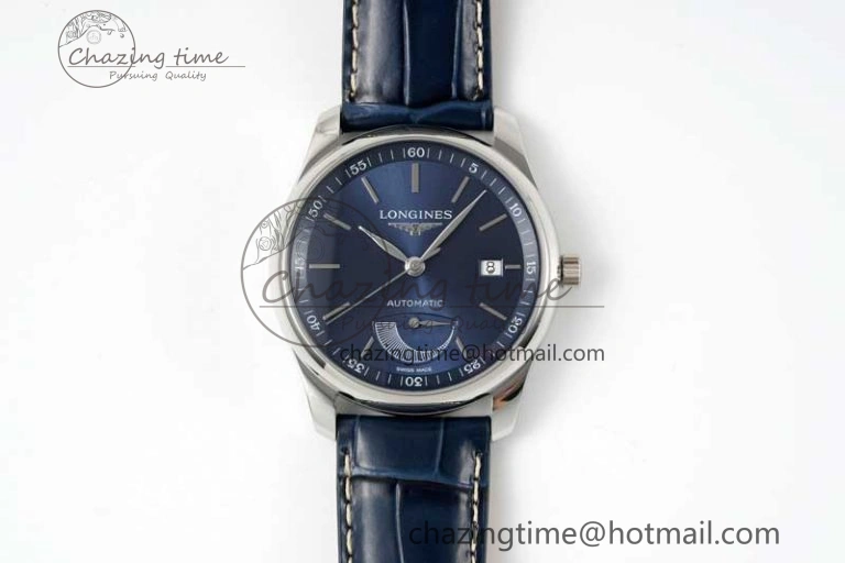 Master Power Reserve SS APSF 1:1 Best Edition Blue Dial on Blue Leather Strap AL SmoothTexture 7556