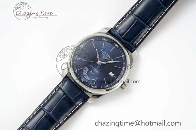 Master Power Reserve SS APSF 1:1 Best Edition Blue Dial on Blue Leather Strap AL SmoothTexture 7556