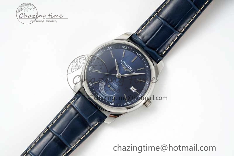 Master Power Reserve SS APSF 1:1 Best Edition Blue Dial on Blue Leather Strap AL SmoothTexture 7556
