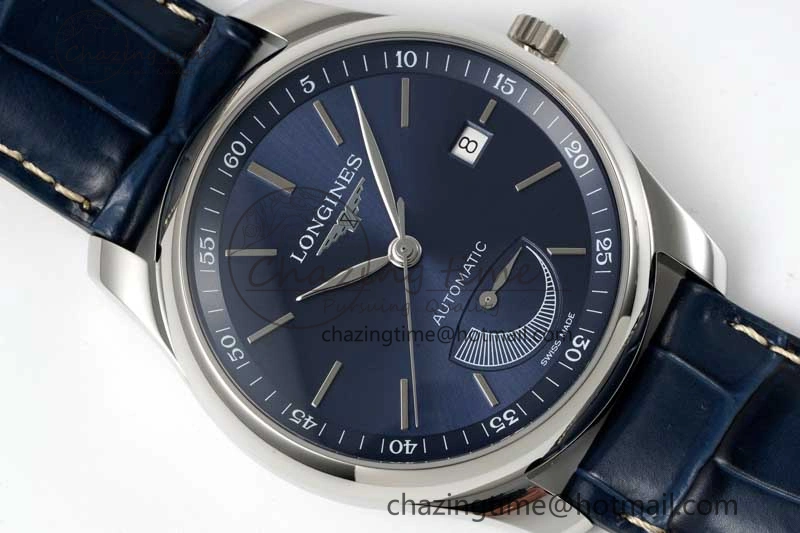 Master Power Reserve SS APSF 1:1 Best Edition Blue Dial on Blue Leather Strap AL SmoothTexture 7556