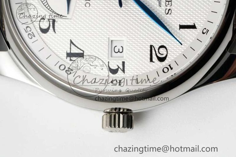 Master Power Reserve SS APSF 1:1 Best Edition White Dial on Brown Leather Strap AL Attractive 7560
