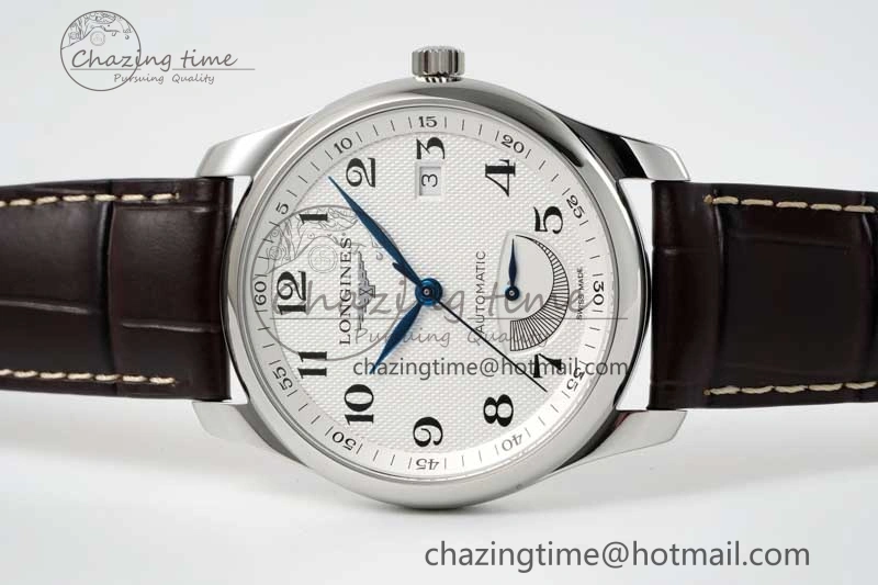 Master Power Reserve SS APSF 1:1 Best Edition White Dial on Brown Leather Strap AL Attractive 7560