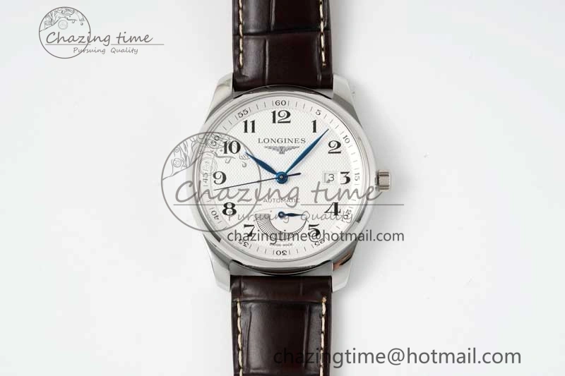 Master Power Reserve SS APSF 1:1 Best Edition White Dial on Brown Leather Strap AL Attractive 7560