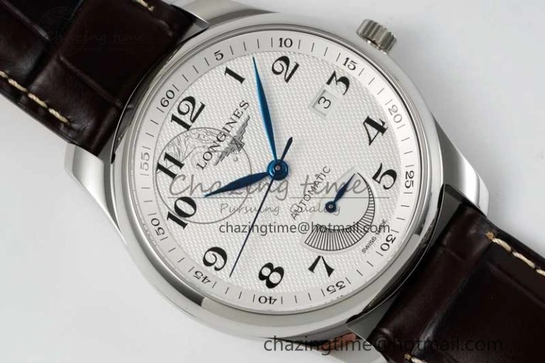 Master Power Reserve SS APSF 1:1 Best Edition White Dial on Brown Leather Strap AL Attractive 7560