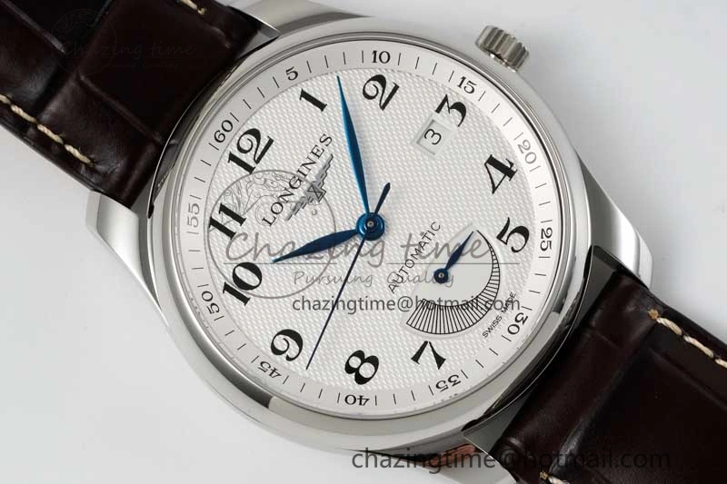 Master Power Reserve SS APSF 1:1 Best Edition White Dial on Brown Leather Strap AL Attractive 7560