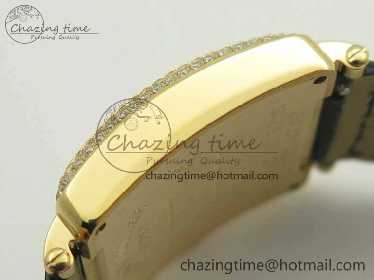 Upgraded Master Square RG Ladies GF 1:1 Best Edition Full Paved Diamonds On Black Leather Strap Swiss Quartz 6592