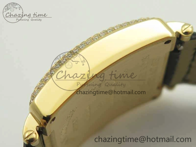 Upgraded Master Square RG Ladies GF 1:1 Best Edition Full Paved Diamonds On Black Leather Strap Swiss Quartz 6592