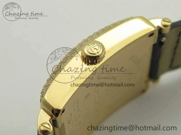 Upgraded Master Square RG Ladies GF 1:1 Best Edition Full Paved Diamonds On Black Leather Strap Swiss Quartz 6592