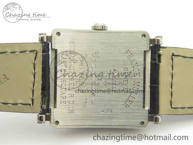 Master Square SS Ladies GF 1:1 Best Edition Full Paved Diamonds On Black Leather Strap Swiss Quartz Timeless 6595