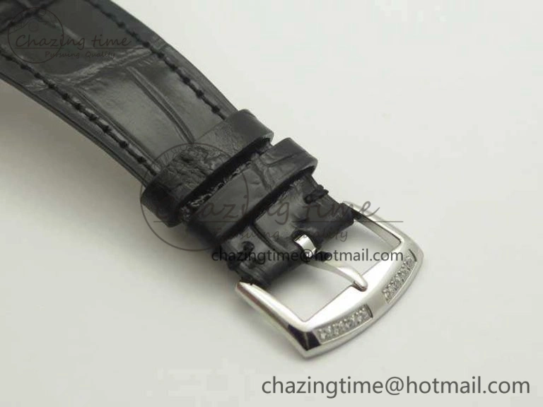 Master Square SS Ladies GF 1:1 Best Edition Full Paved Diamonds On Black Leather Strap Swiss Quartz Timeless 6595
