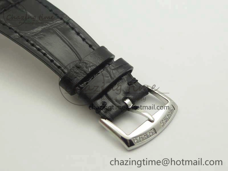 Master Square SS Ladies GF 1:1 Best Edition Full Paved Diamonds On Black Leather Strap Swiss Quartz Timeless 6595