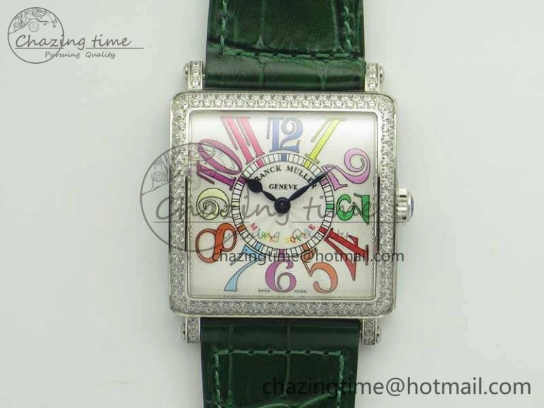 Master Square SS Ladies GF 1:1 Best Edition White Color Markers Dial Diam Bezel On Leather Strap Swiss Quartz TravelReady 6591