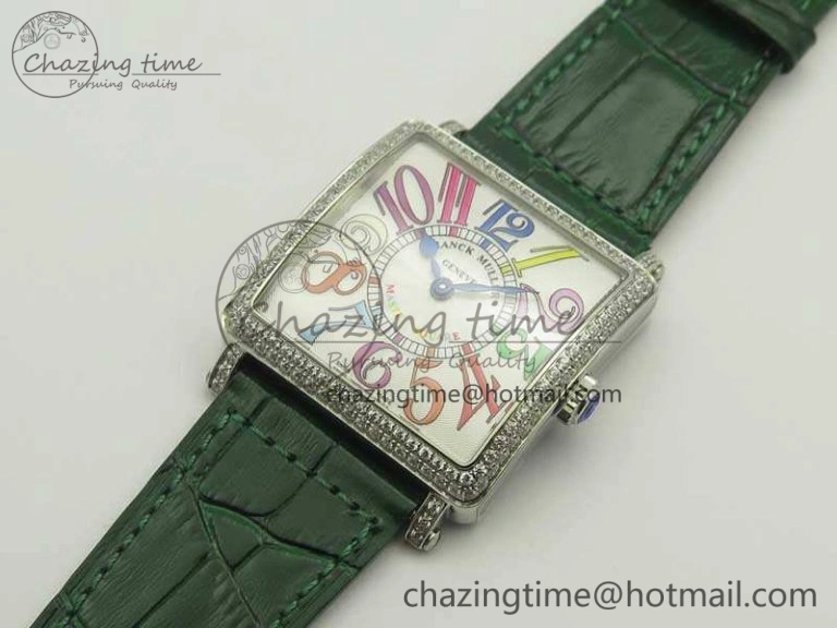 Master Square SS Ladies GF 1:1 Best Edition White Color Markers Dial Diam Bezel On Leather Strap Swiss Quartz TravelReady 6591
