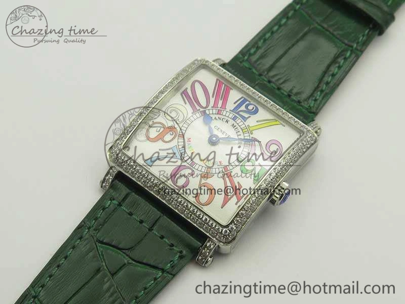 Master Square SS Ladies GF 1:1 Best Edition White Color Markers Dial Diam Bezel On Leather Strap Swiss Quartz TravelReady 6591