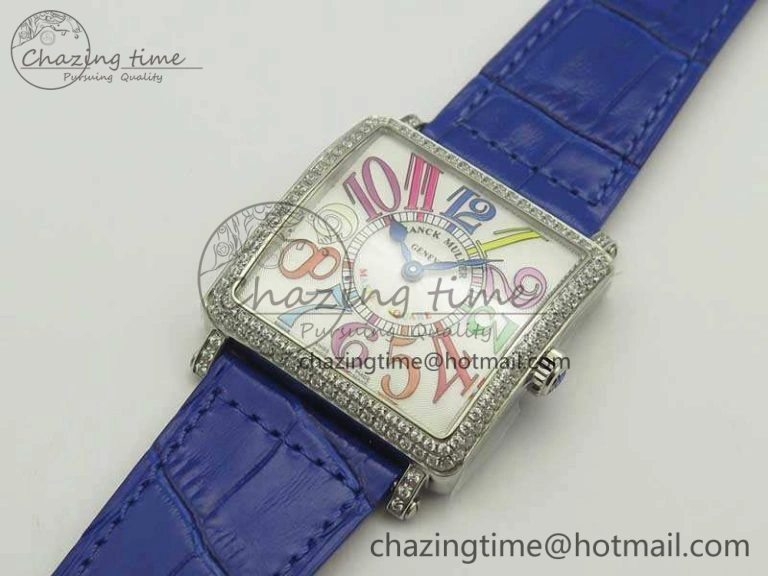 Master Square SS Ladies GF 1:1 Best Edition White Color Markers Dial Diam Bezel On Leather Strap Swiss Quartz TravelReady 6591
