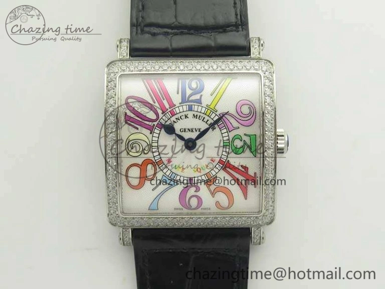 Master Square SS Ladies GF 1:1 Best Edition White Color Markers Dial Diam Bezel On Leather Strap Swiss Quartz Sporty 10720